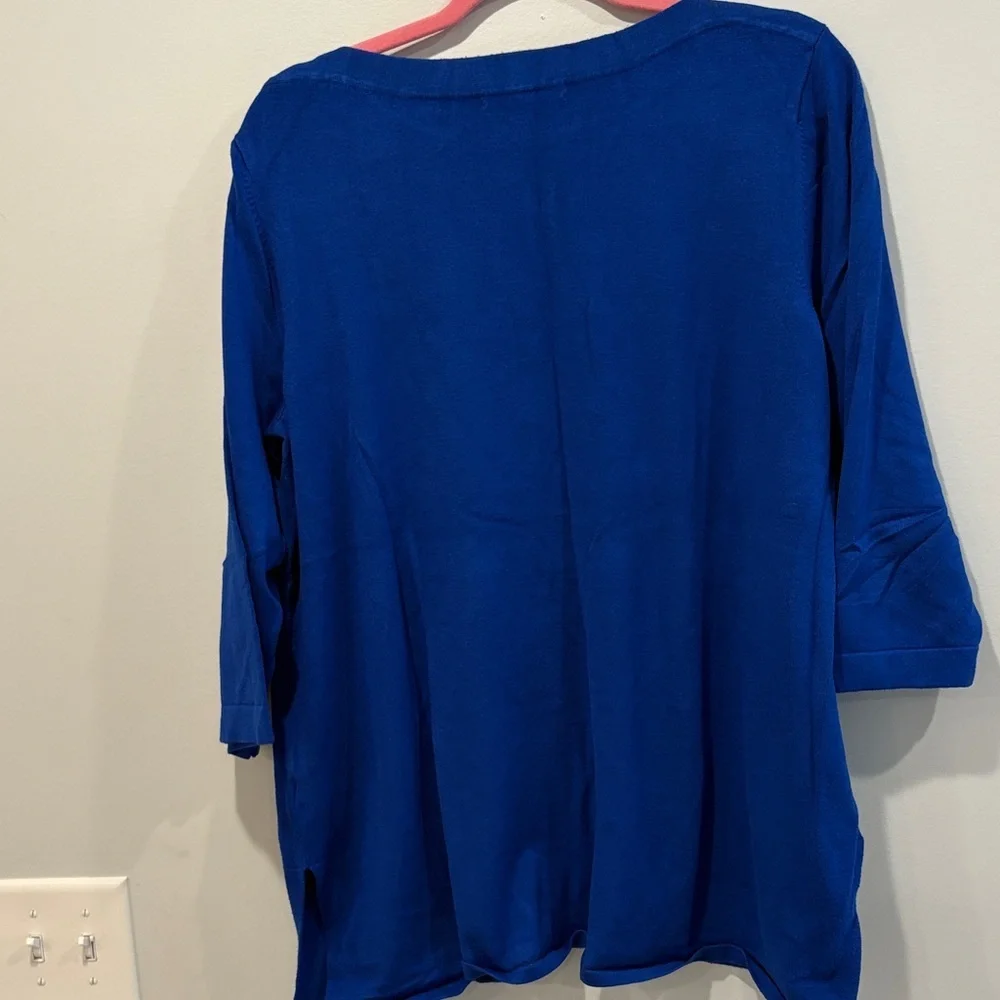 Cable & Gauge Royal Blue Sweater with Grommet Neckline - Picture 6 of 6